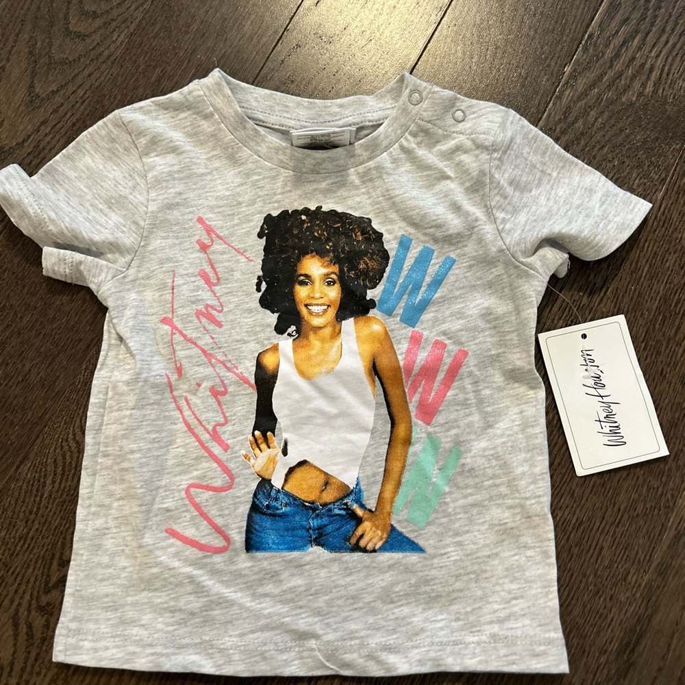 Whitney Houston Print Short Sleeve Tee for Kids